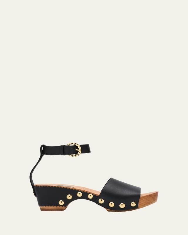 Esti Leather Ankle-Strap Clog Sandals